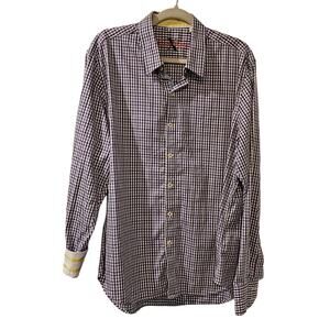 Robert Graham Mens XL Tailored Fit Shrt Purple White Plaid Button Down Flip Cuff
